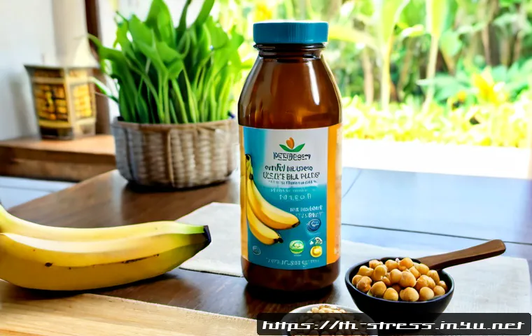 스트레스 해소를 위한 비타민 B군 보충 - Photorealistic wellness still life for stress relief and vitamin B complex supplementation, unbrande...